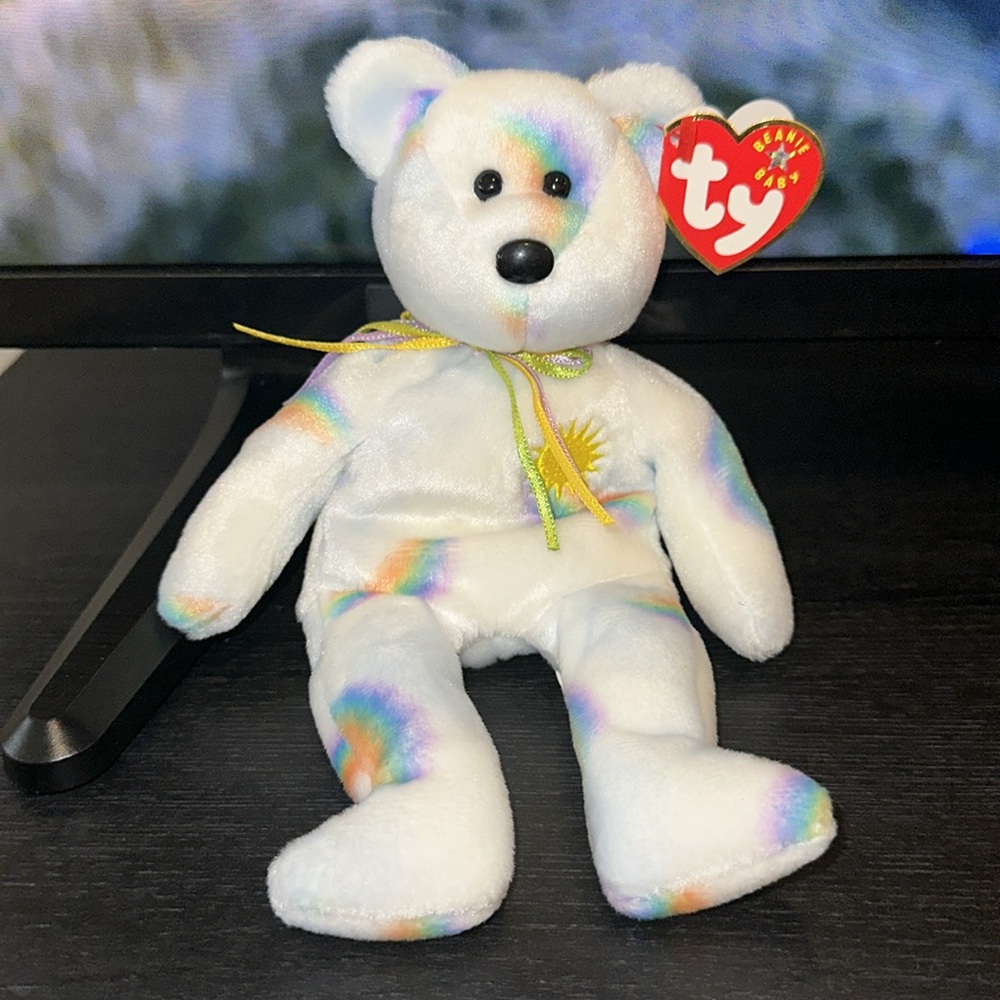 Vintage 2000 Ty Cheery the Rainbow Sun Bear, Beanie Babies Collection Plush